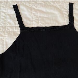 Vintage 90s Avalin black knit beaded cami sz XL gothic quiet luxury fairy glam
